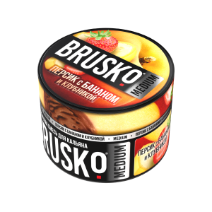 Табак Brusko Medium, 50гр "Персик с бананом и клубникой"